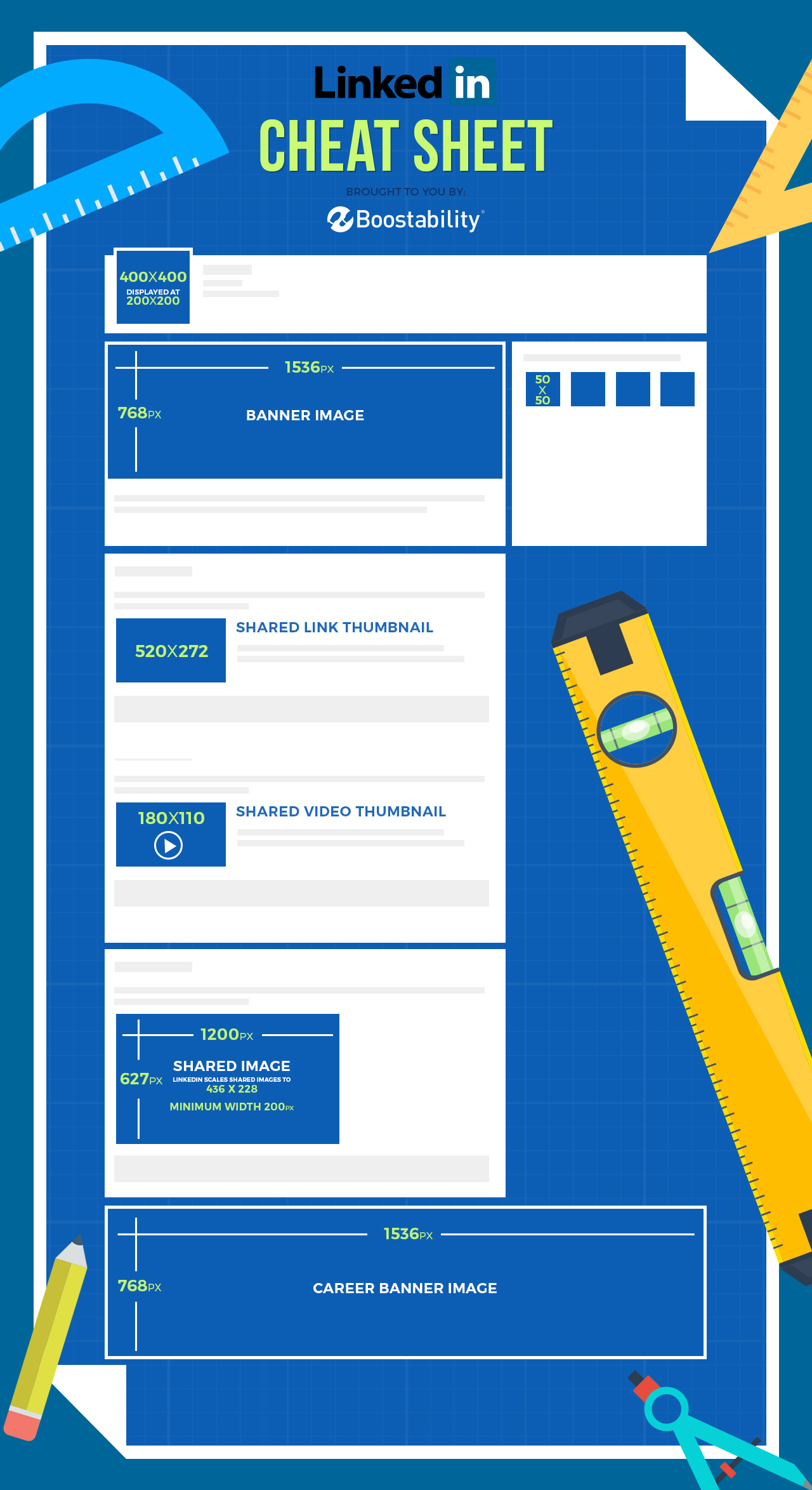 linkedin images sizes cheat sheet infographic