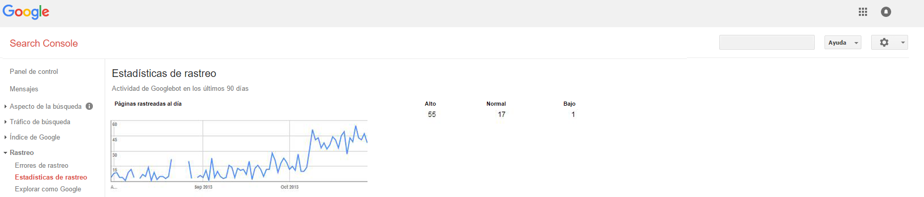 spanish Google search console example