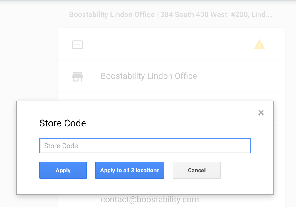 Google My Business Location Store Code