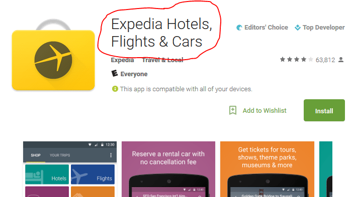 expedia playstore