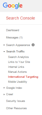 Search Console international targeting