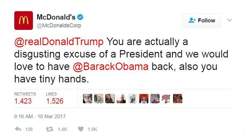 mcdonalds trump tweet