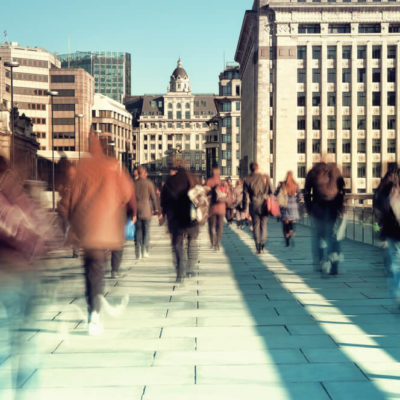 Commuters walking in London