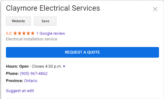 Google Request Quote Button