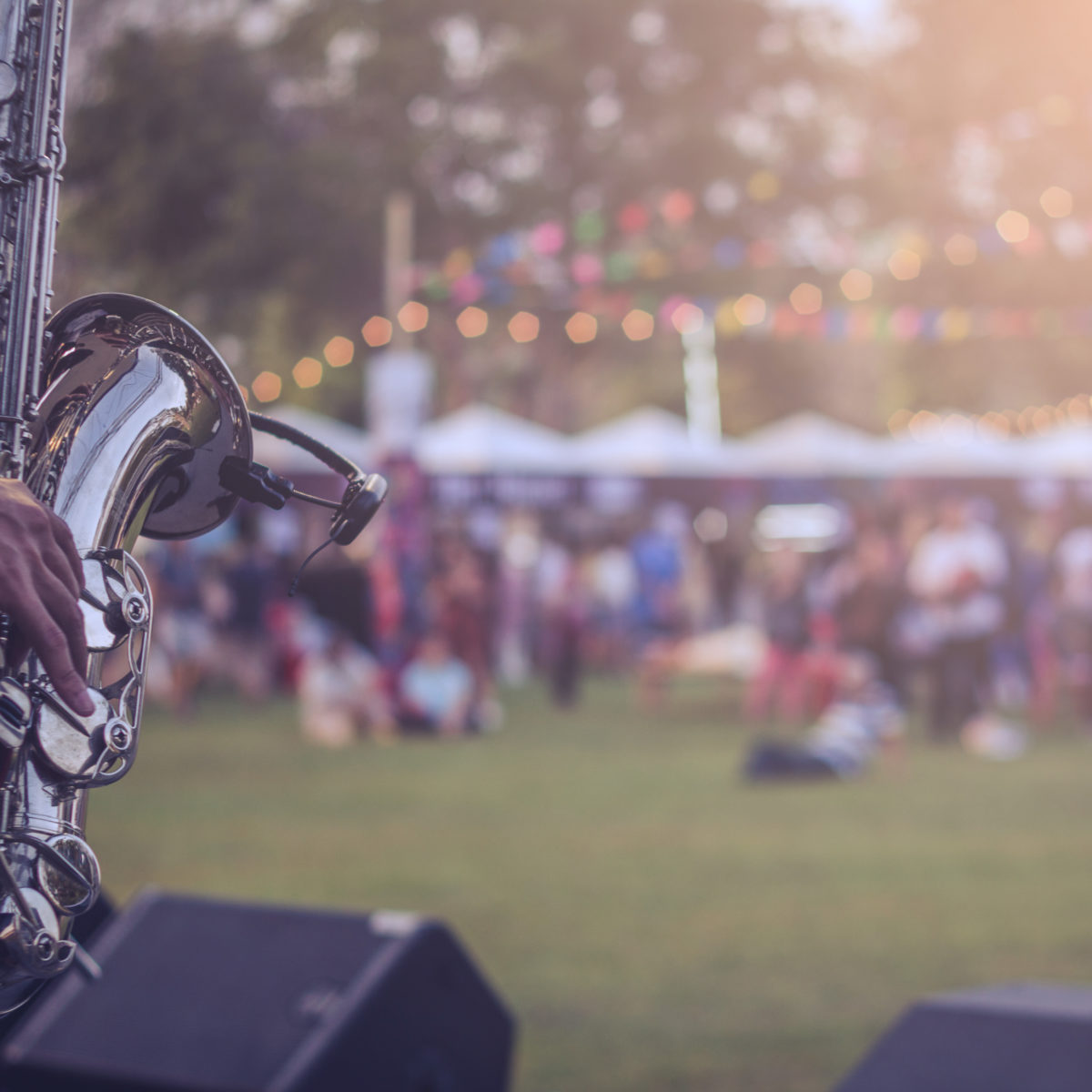 Sax player at a music festival