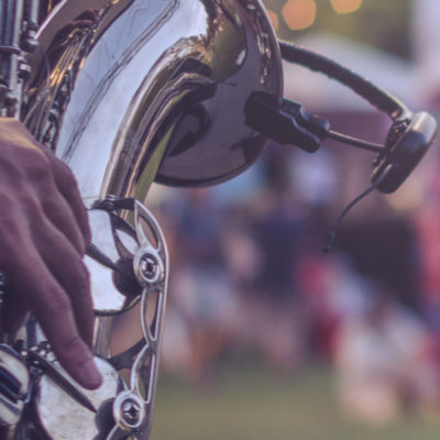 Sax player at a music festival