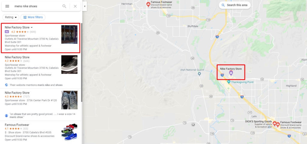 Google Ad on the map