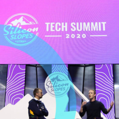 Mark Zuckerberg talks to the host at the Tech Summit 2020 panel