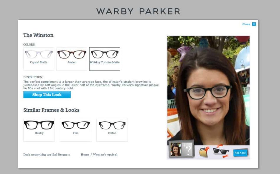 warby parker mobile app example