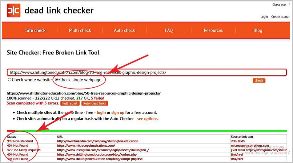 dead link checker 