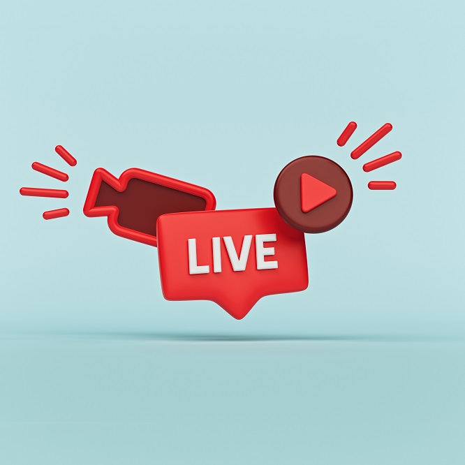 Live streaming Social media minimal icon. 3d rendering