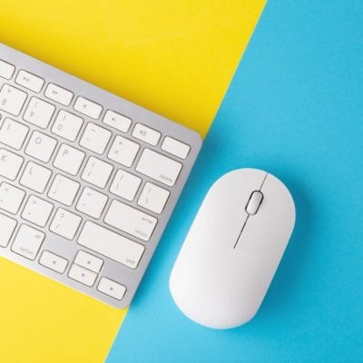 Wireless keyboard and mouse, minimal, flat lay