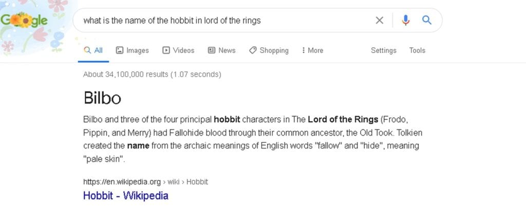 what is the name of the hobbit in lord of the rings SERP