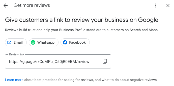 link to review your business on google