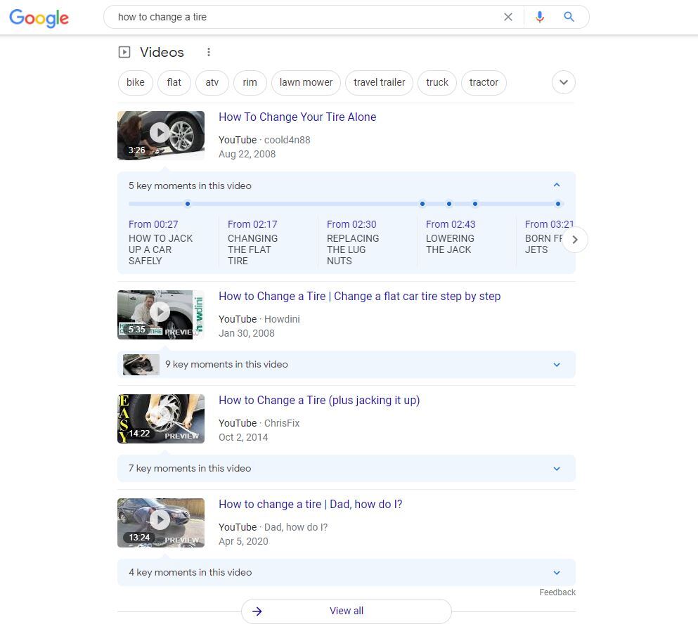 video search results