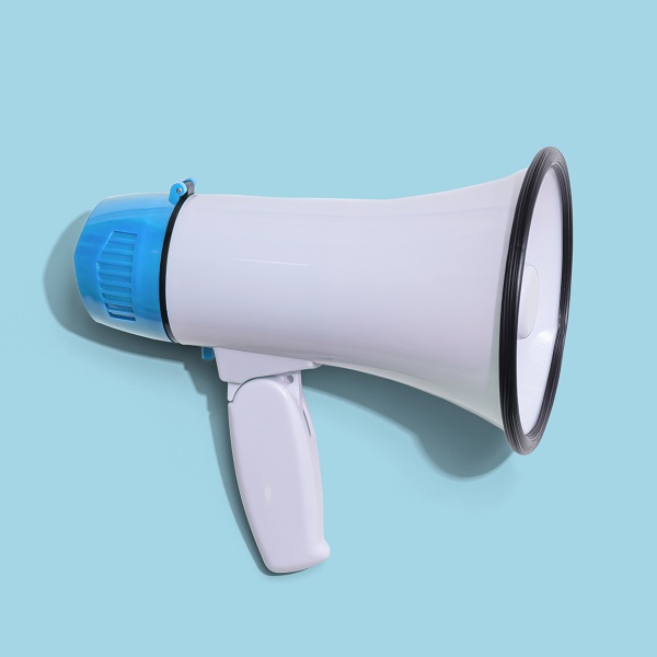 White megaphone with hard shadow