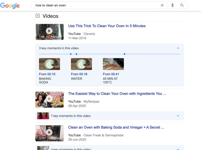 video carousels organic traffic