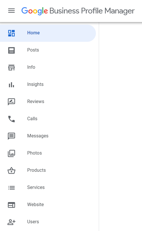 Screenshot of Google Profile Manager Menu Options