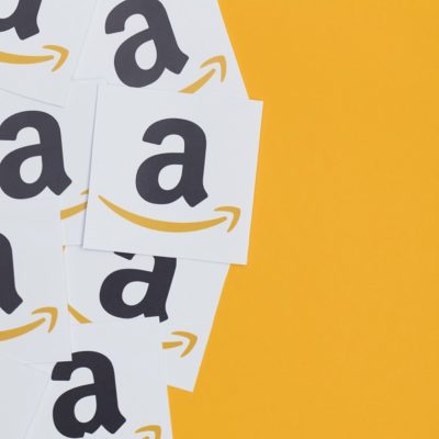 Amazon logo printed onto paper. Amazon is the largest online retailer in the world and was founded in 1994