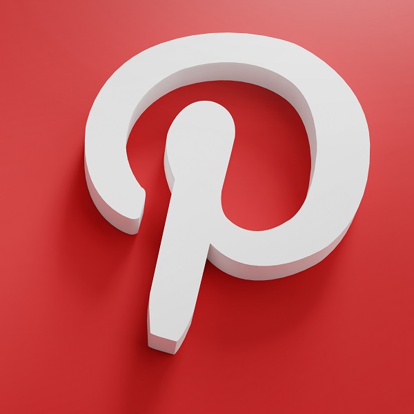Pinterest Logo Minimal Simple Design Template. Copy Space 3D
