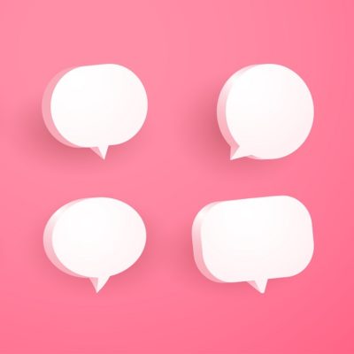 3d pink speech bubble collection set