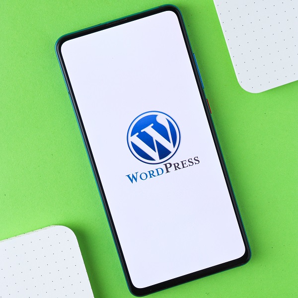 Wordpress logo on a smartphone