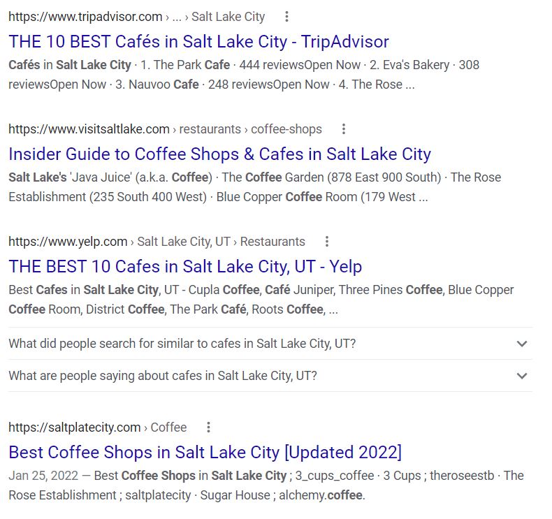 local organic SERP example