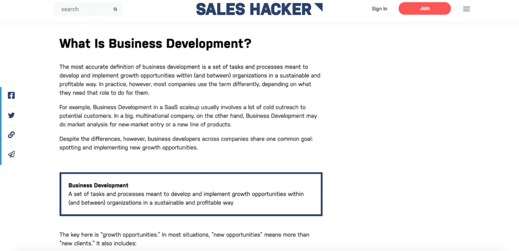 sales hacker business development