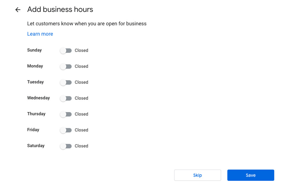 business hours in google my business