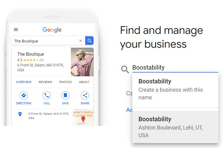 find google my business example
