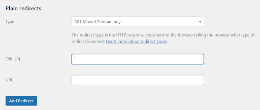 301 redirect tool within wordpress