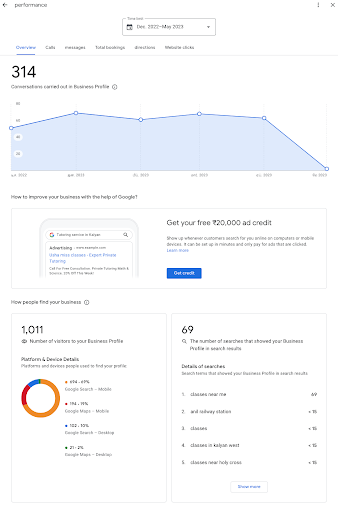 google business profile performance insights dashboard