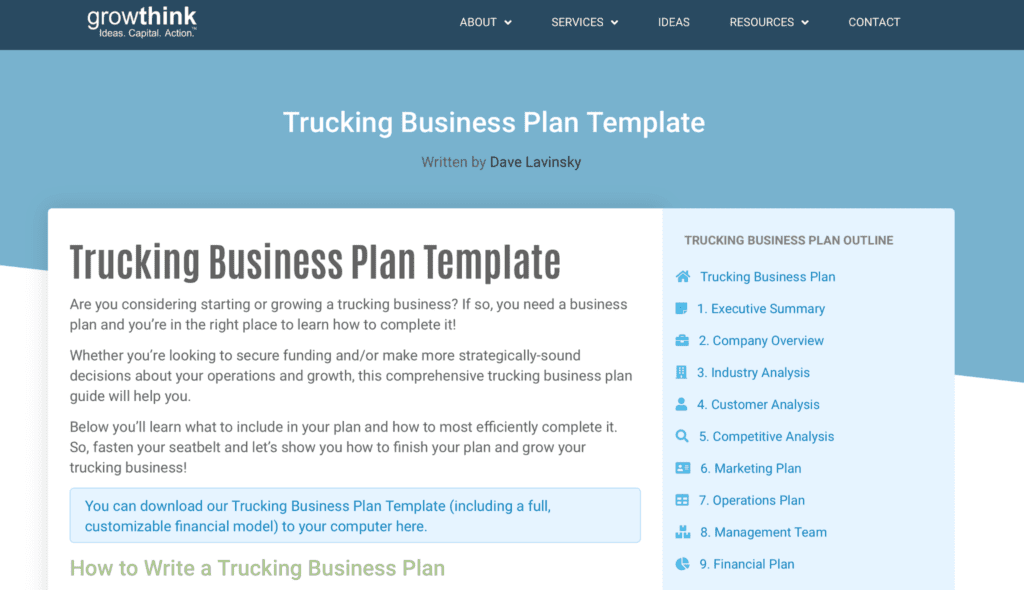 tracking business plan template