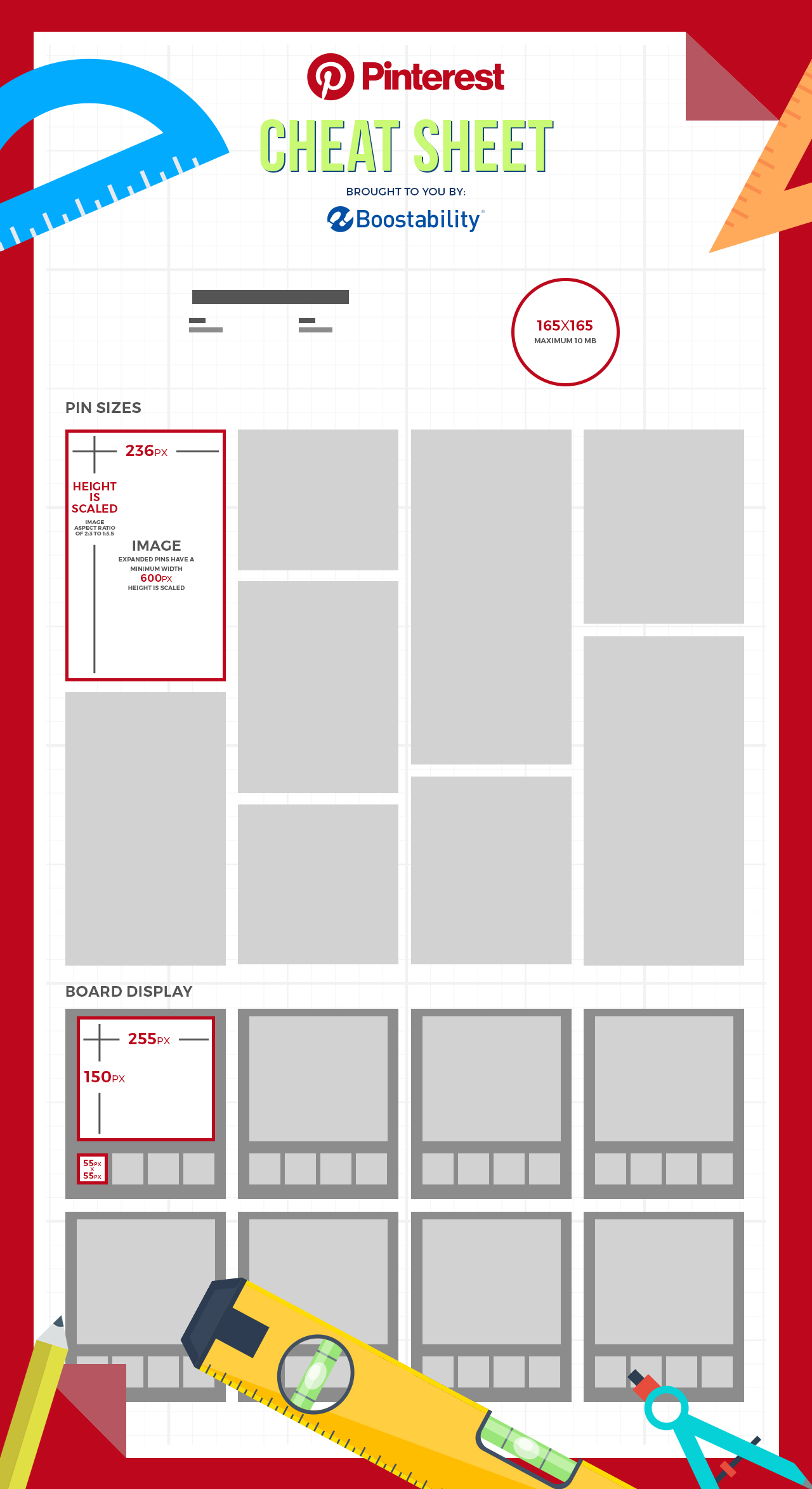 pinterest for business image sizes infographic