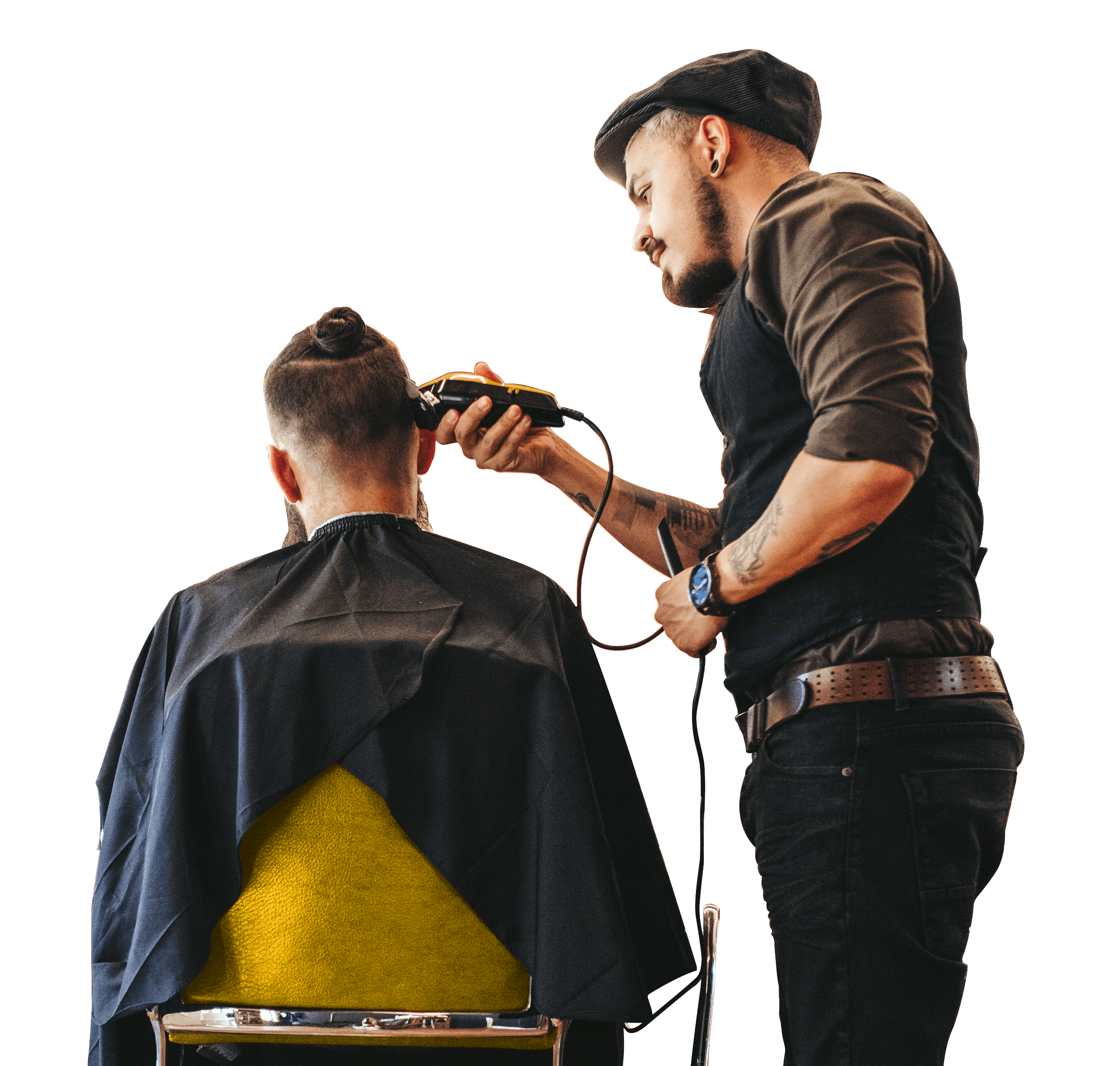 local barber small business cutting client's hair