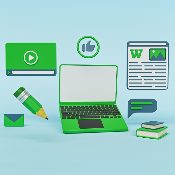 Blog post writing, content marketing, article publication concept. minimal design. 3d rendering Blog post writing, content marketing, article publication concept. minimal design. 3d rendering