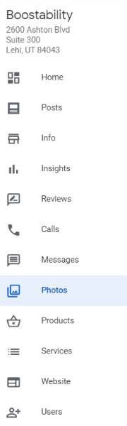 google my business photo navigation example