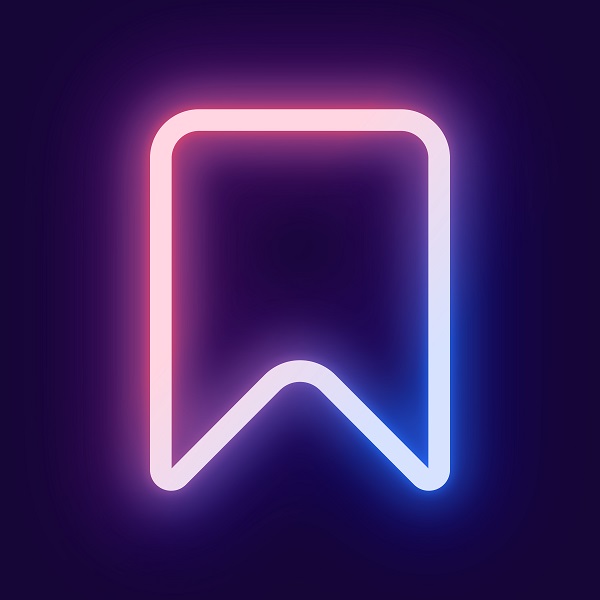 Bookmark neon pink icon for social media app
