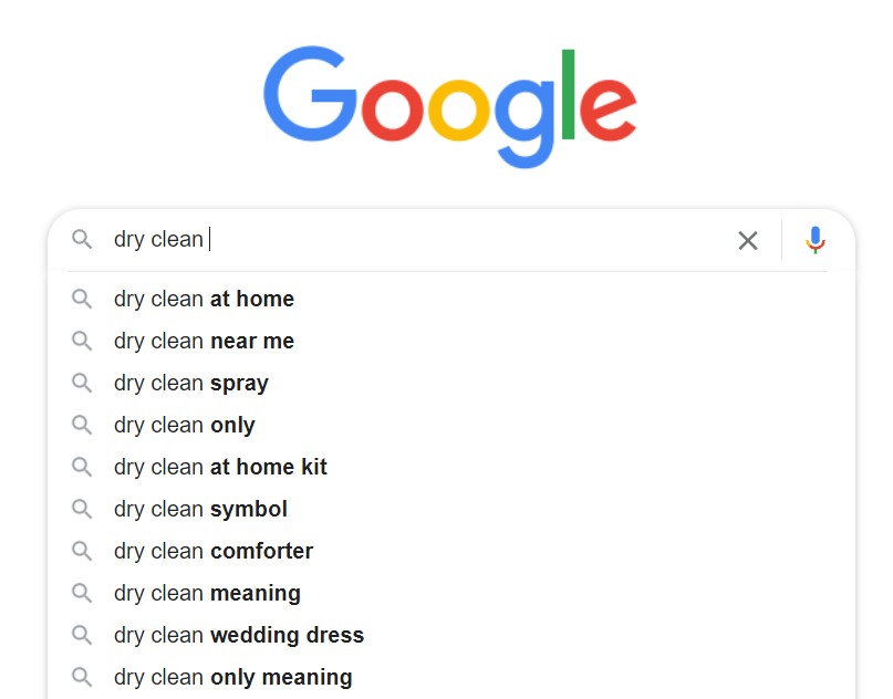dry cleaning google suggest example
