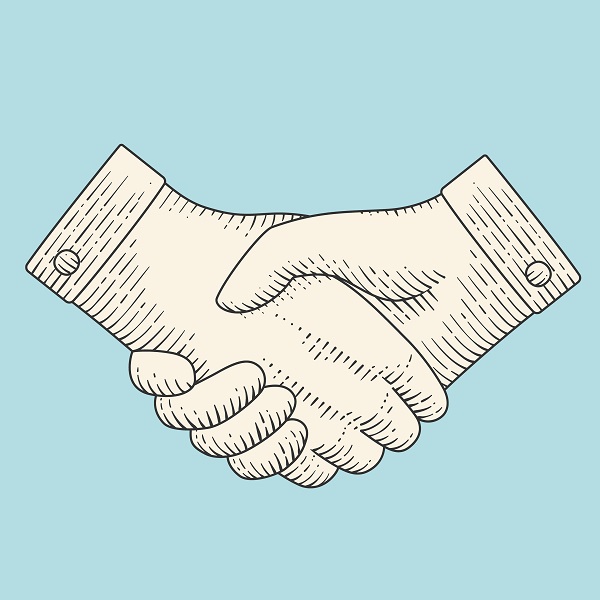 Vintage drawing of handshake in engraving style Vintage drawing of handshake in engraving style