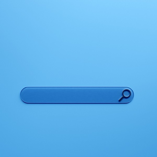 3d illustration of an internet search page on a blue background. Search bar icons